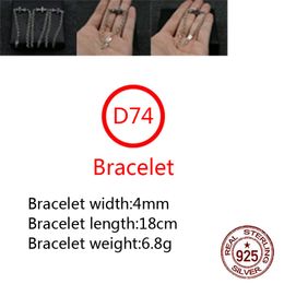 D74 S925 Sterling Silver Bracelet Fashion Letter Personalized Retro Cross Flower Diamond Punk Hip Hop Style Gift for Lovers