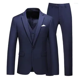 Men's Suits Business Fashion High Quality Gentleman Black 3 Piece Suit Set / Blazers Coat Jacket Pants Classic Trousers Vest