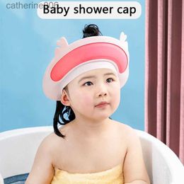 Shower Caps Baby Cute Shampoo Cap Adjustable Waterproof Ear Protection Bath Visor Children Wash Hair Shield Hat Shower Cap Head ProtectorL231110