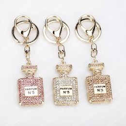 In Bulk Creative Crystal Perfume Bottle Keychain Rhinestone Shiny Car Bag Keychains Jewelry Accessories Gift