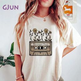 Women's T Shirts Cotton T-shirt Fashion Music Wild Flower Graphic Summer Short Sleeve Female Tee Tops Woman Tshirt Clothing