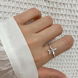 Cluster Rings 925 Stamp Silver Colour Trendy Plane For Women Girl Party Daily Gift Zircon Aircraft Fine Jewellery Drop Wholesale