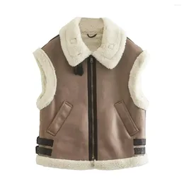 Women's Vests Autumn And Winter Fur Integrated Synthetic Sheepskin Vest Sleeveless Jacket Warm Wool Fashionable Women