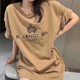 Designer new women t shirt High Edition 2023 Summer Family Maisui Crown Print OS Loose Sleeve T-Shirt