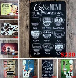 COFFEE Vintage Tin Signs Retro Metal Painting Sign Retros Wall Stickers Decoration Art Plaque Vintages Home Decor Bar Pub Cafe WLL7581147