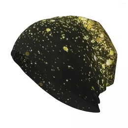 Berets Sparkling Gold Glitter Glam #1 (Faux Glitter) #shiny #decor #art Knit Hat |-F-| Birthday Hats Man Women's