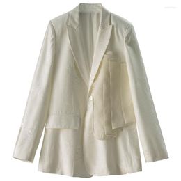 Women's Suits Jacquard High-quality Silk Viscose High Street Women Blazers And Jackets Single Button Appliques Blazer Femme