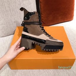 2024-Elegant Winter Brand Women's Combat Boots Craftty Ankle Booties Lady Booty Platform Chunky Heels Party Wedding Martin Desert