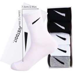 Mens Socks Women Cotton All-match Solid Color Socks Slippers Classic Hook Ankle Breathable black White Gray Football basketball Sport stocking 5pairs/with box