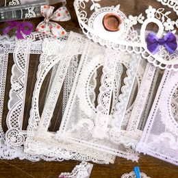 Notepads Dimi 40PcsWrapped with white lace material paper rich shapes border decoration card process DIY making diary gift scrapbook 230408