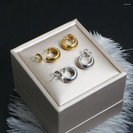 Stud Earrings ZMfashion Geometric C-shaped Earring Stailnless Steel For Women Korean Trendy Hoops Hollow Ear Buckle Party Jewellery Gift