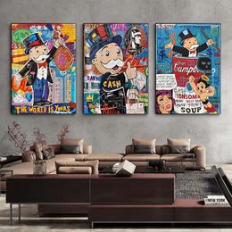 Graffiti Art Alec Monopoly O MUNDO É SEU Pinturas na parede Art Canvas Posters e Impressões Wall Art Picture Decoração da casa