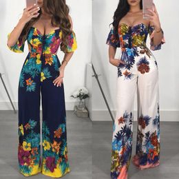 Women's Jumpsuits & Rompers Backless Jumpsuit 2023 Women Off Shoulder Clubwear Playsuit Casual Short Sleeve Party Romper