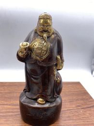 Decorative Figurines China Bronze Brass Gilding Wealth God Statue Mr. Financial Accountant Metal Crafts Home Decoration Small Ornaments