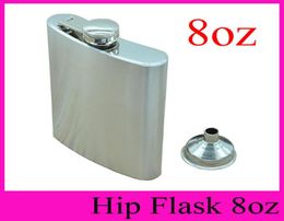 8oz Stainless Steel Hip Flask With Funnel Outdoor Portable Flagon 8 Ounce Hip Flasks Whisky Alcohol Stoup Wine Pot Whole9073484