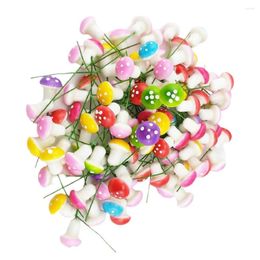 Garden Decorations 60 Pcs Toy Room Miniture Decoration Mushroom Figurine Statue Colourful Mushrooms Miniature