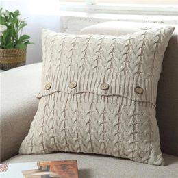 Pillow 45x45cm American Coarse Thick Wool Knitted Sofa Cover Bedroom Office Hug Pillowcase