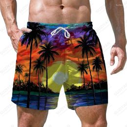 Men's Shorts Summer Seaside Coconut Tree 3D Printed Vacation Style Fashion Casual