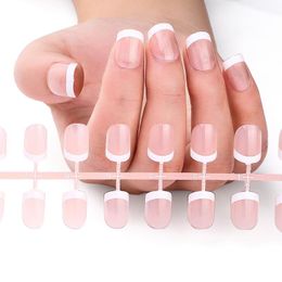 False Nails Fashion 24pcs French For Women Simple Pink Ins Style Fake Acrylic Full Tips Press On Nail