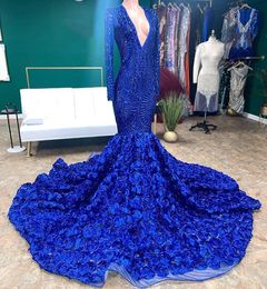 2023 April Aso Ebi Royal Blue Prom Dress Mermaid Lace Sexy Evening Formal Party Second Reception Birthday Engagement Gowns Dresses Robe De Soiree ZJ371