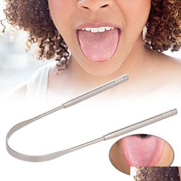 Stainless-Steel Tongue Cleaning Scraper Tongues Cleaner Brush Oral Care Kit Drop Delivery Dhegk
