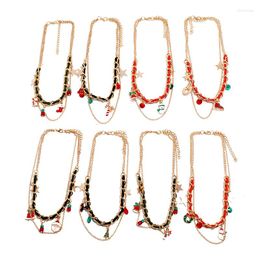 Chains 2023 Christmas Multi-layer Necklace European And American Express Multi- Snowman Walking Stick Pendant Neck