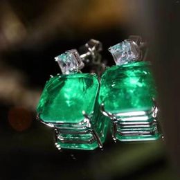 Stud Earrings 925 Sterling Silver Paraiba Tourmaline Diamond Platinum