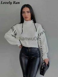 Women's Sweaters Quilted Turtleneck Contrast Cropped Cashmere Sweater Women's Mohair Long Sleeved Knitted Pullover Jumper Winter Warm Sweaterwear J231110