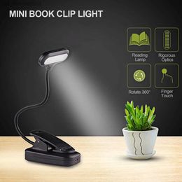 Night Lights LED Eye Protection Book Night Light Adjustable Mini Clip-On Study Desk Lamp Battery Powered Flexible for Travel Bedroom Reading R231110