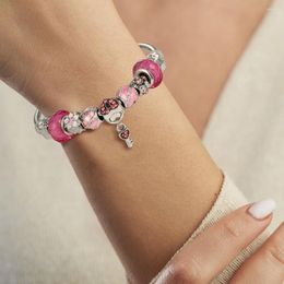Bangle Kirykle Trendy Romantic Silver Colour Charm Bracelet With Happy Family Strand Brand For Women DIY Jewellery Making