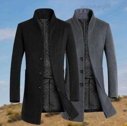 Men039s Trench Coats DropWinter Men Overcoat Coat Single Breasted Thicken Slim Fit Warm Windbreaker 20223213591