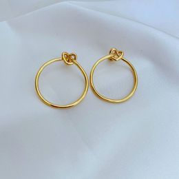 Stud Real 18K Gold Knotted Heart Earrings Jewelries Letter wedding gift factory wholesale With Free dust bag