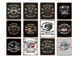 2021 New Motorcycle Skull Wolf Signs Plaques Pub Club Wall Decoration Vintage Metal Tin Sign Home Garage Decor Art Postersa1067570