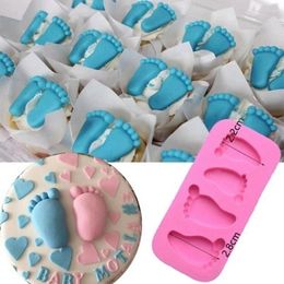 Baking Moulds Baby Foot Silicone Mould Shower Party 3D Chocolate Fondant Cake Decorating Sugar Craft Paste Tools