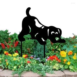 Garden Decorations Decor Dog Whelp Stakes Yard Animal Silhouette Waterproof Giftable Art Craft Suitable For Courtyards Backyards