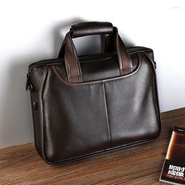 Briefcases 2024 Luxury Cow Genuine Leather Business Men's Briefcase Male Shoulder Bag Men Messenger Tote Computer Handbag