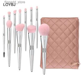 Makeup Brushes LOYBJ 11Pcs Makeup Brushes Set Diamond Cosmetic Brush Powder Foundation Blush Contour Eye Shadow Brow Lashes Silver Beauty Tools Q231110