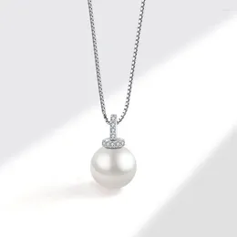 Pendant Necklaces Fashion Pearl Round For Women High Quality Crystal Silver Colour Zircon Birthday Jewellery Gifts