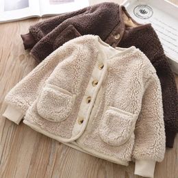 Down Coat Fall Winter Boys Clothes For Girls Korean Cardigan Granular Velvet Loose Lamb Warm Children's Jacket