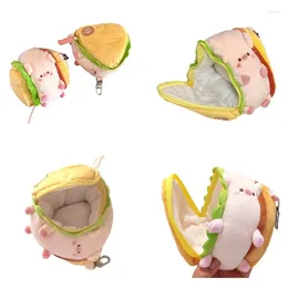 Keychains Small Pig Sandwich Coin Wallet Keychain Colourful Piggy Keyring Practical Bag Accessory Carnoon Animal Decor Dropship