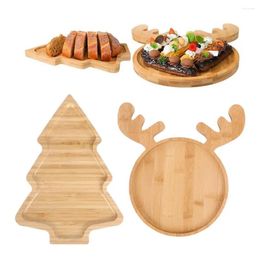 Plates Christmas Wooden Tray Tree Santa Hat Elk Shape Rustic Multi-functional Snack Jewellery Fruit Serving Plate Storage Holder