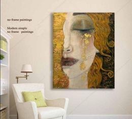 Woman With Gold Tears Portrait Handpainted Modern Wall Decor Abstract Art Oil Painting On Canvas Multi sizes Available meii1182866