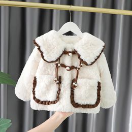Jackets Winter Clothes for Girls Children's Wear Korean Style Baby Girl Thickened Coat Toddler Outwear Imitation Fur 231109
