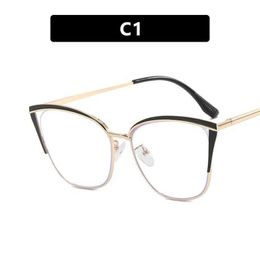 Metal Eyebrow Glasses Frame Anti Blue Light Plain Ins Personalized And Slim