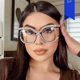 Diamond Owl Large Frame Glasses Trendy Plain Ins Internet Celebrity Anti Blue