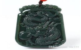 Fine Jewellery Hetian Jade Handmake Carved Chinese Dragon Necklace Pendant Lucky Necklace Women men Jewelry4655465