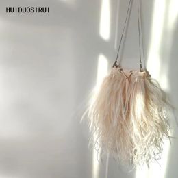 Shoulder Bags Designer Ostrich Feather Luxury Handbags Chain Small Women Messenger Lolita Bag Panelled Mini Tote Phone