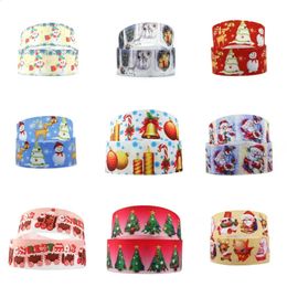 Gift Wrap 50 Yards 25mm Christmas Deer Printed Grosgrain Ribbon For Party Decoration Ribbons DIY Bow Packing 50Yc7586 231109