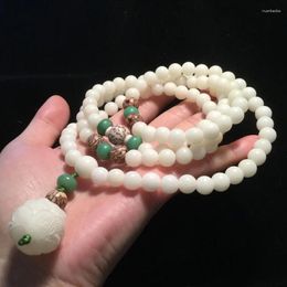 Strand Natural White Jade Bodhi Root Bracelet For Women Hand String 108 Buddha Bead Gift Accessories Crafts