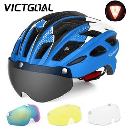 Climbing Helmets VICTGOAL Bike Helmet Adult Men Women with Magnetic Goggles Bicycle Rear Led Light Adjustable for Road Cycling 231109